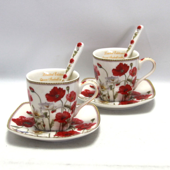 Set di tazze da caffè in porcellana per espresso con piattini Queen Isabell W9PWH06-09596 2x 80ml