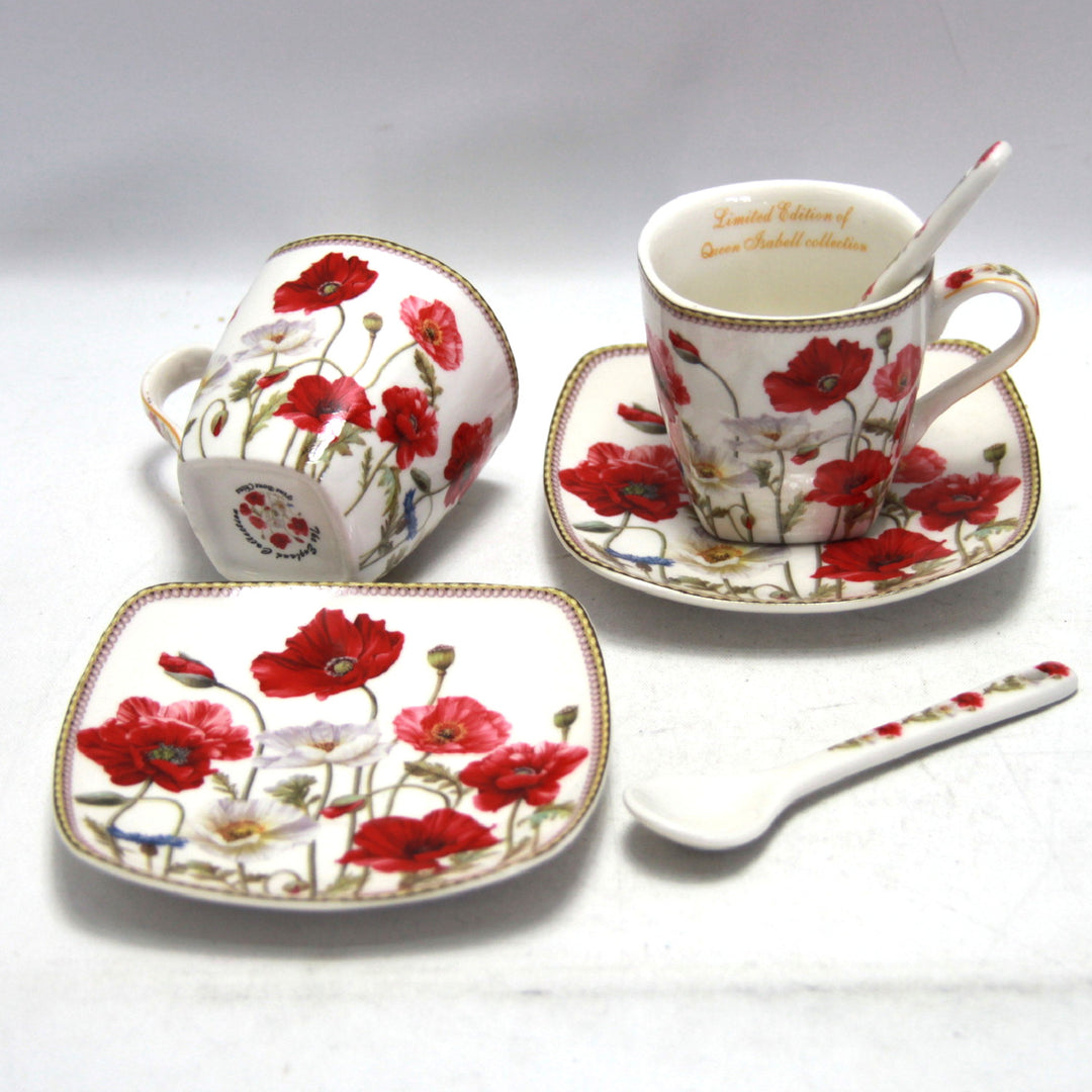 Set di tazze da caffè in porcellana per espresso con piattini Queen Isabell W9PWH06-09596 2x 80ml