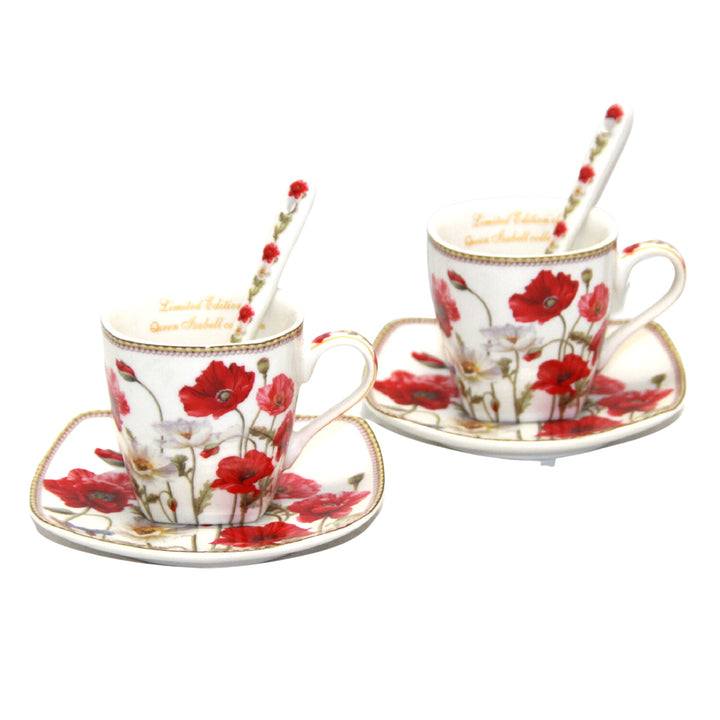 Set di tazze da caffè in porcellana per espresso con piattini Queen Isabell W9PWH06-09596 2x 80ml