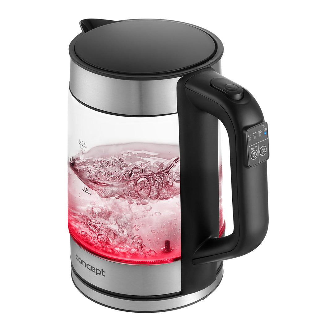 Bollitore elettrico in vetro Concept da 1,7 l con controllo della temperatura RK4067