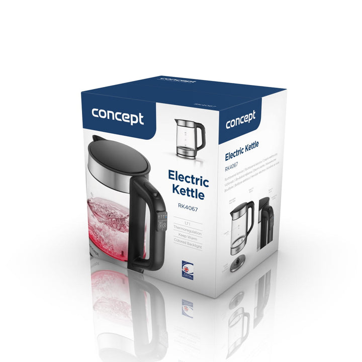 Bollitore elettrico in vetro Concept da 1,7 l con controllo della temperatura RK4067