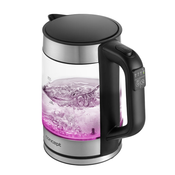 Bollitore elettrico in vetro Concept da 1,7 l con controllo della temperatura RK4067