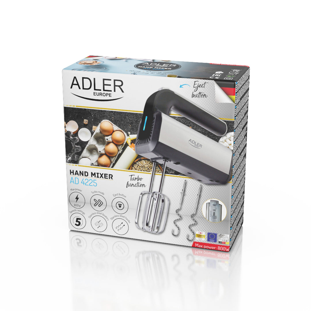 Sbattitore elettrico Handmixer Adler, 5 velocità, 800 W, funzione Turbo, AD 4225