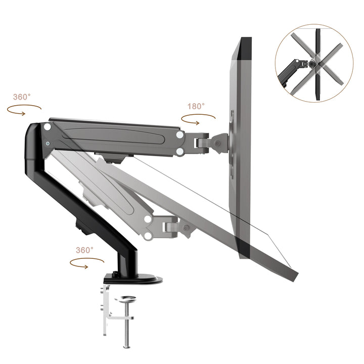 Supporto per monitor Maclean, molla a gas, 13"-27", 8 kg, nero, MC-860N