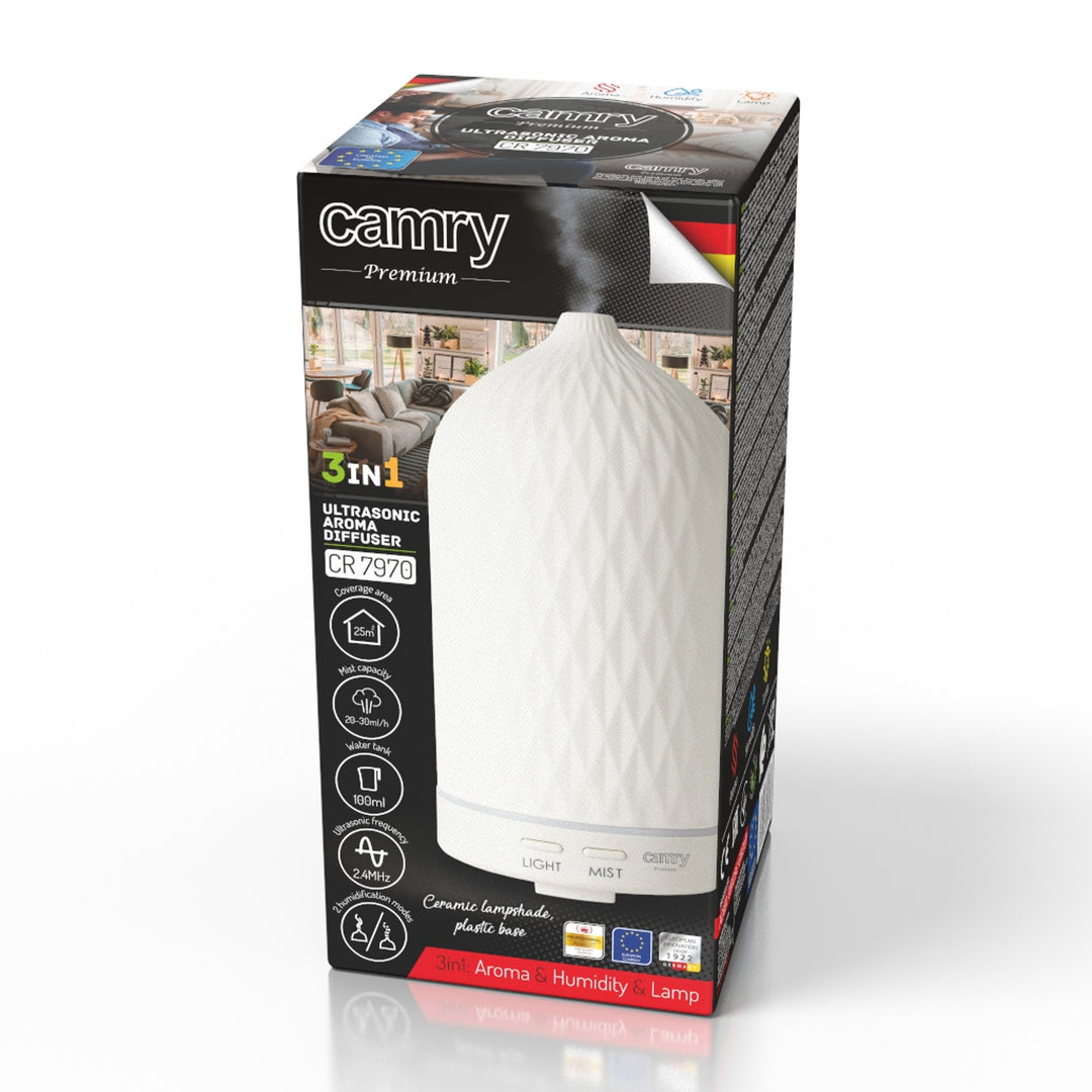 Camry CR 7970 Diffusore di profumo, ultrasonico, ceramico, 100 ml, lampada d'atmosfera