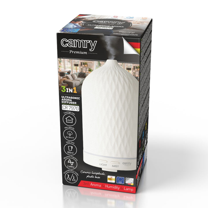 Camry CR 7970 Diffusore di profumo, ultrasonico, ceramico, 100 ml, lampada d'atmosfera
