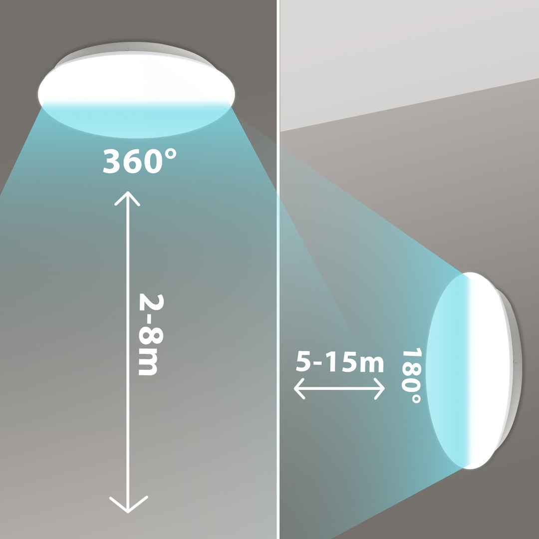 Lampada a sensore LED da soffitto Maclean, sensore a microonde 5,8GHz, 4000K, 12W, 950lm, IP44, MCE347