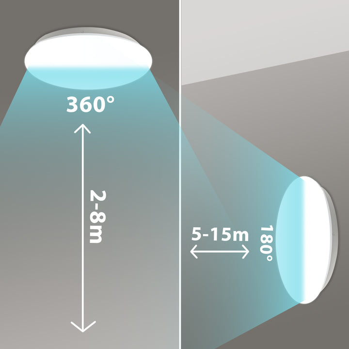 Lampada a sensore LED da soffitto Maclean, sensore a microonde 5,8GHz, 4000K, 12W, 950lm, IP44, MCE347