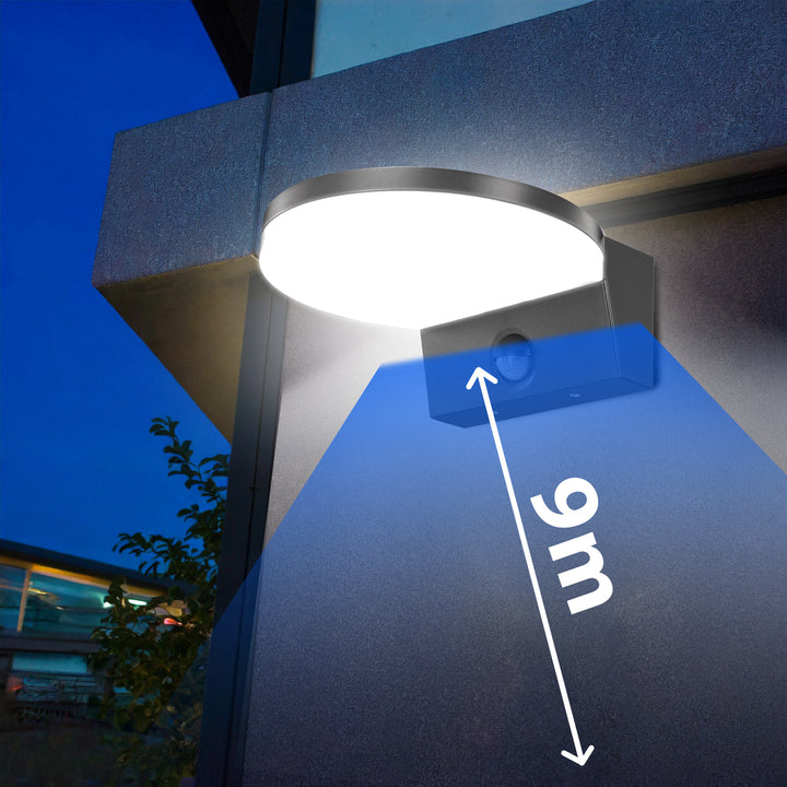 Lampada LED Maclean con sensore creouscolare, sensore di movimento PIR, nero, 15W, IP65, 1560lm, bianco neutro (4000K)  MCE344 GR
