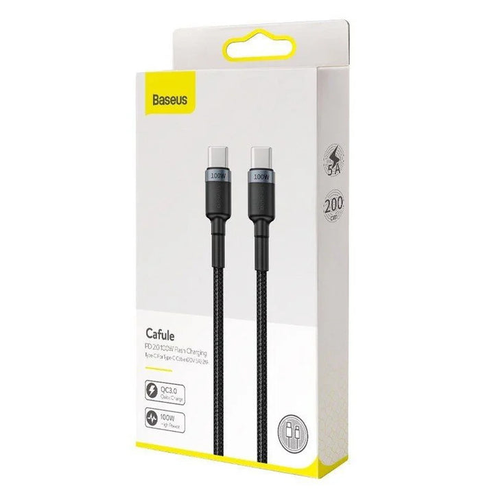 Cavo USB-C PD 2.0 200cm Baseus Cafule CATKLF-ALG1 Quick Charge 3.0 5A con supporto alla ricarica rapida 100W