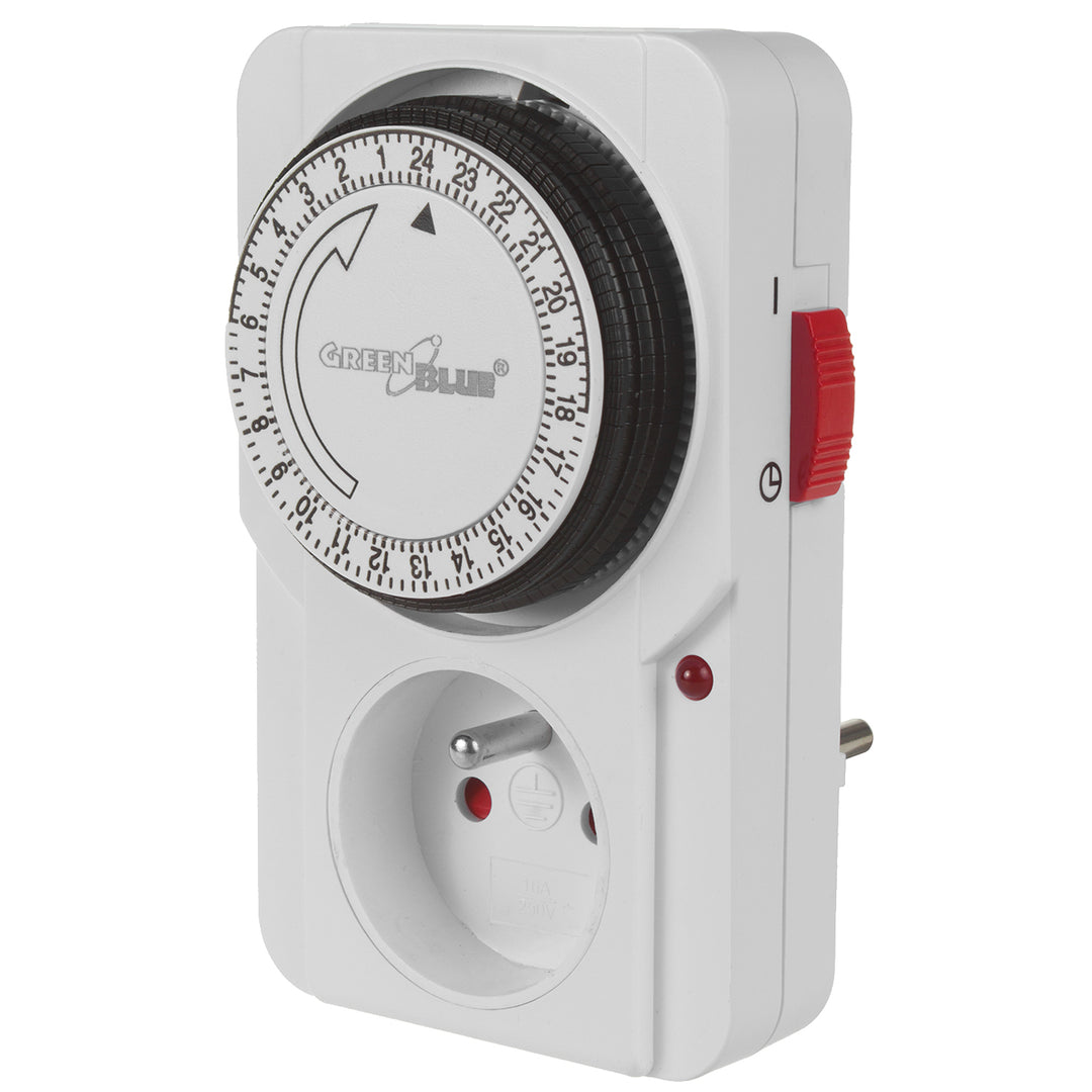 Timer meccanico GreenBlue, 48 programmi, carico massimo 16A, IP20, GB360 E
