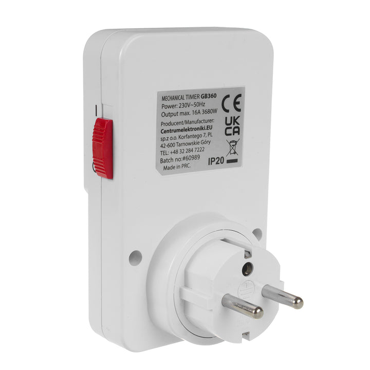 Timer meccanico GreenBlue, 48 programmi, carico massimo 16A, IP20, GB360 E