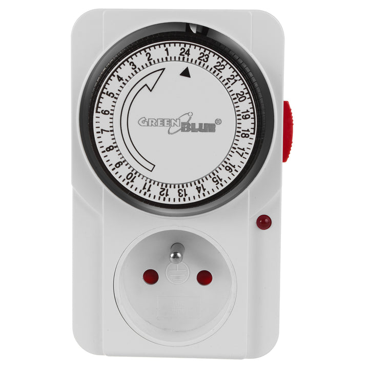 Timer meccanico GreenBlue, 48 programmi, carico massimo 16A, IP20, GB360 E