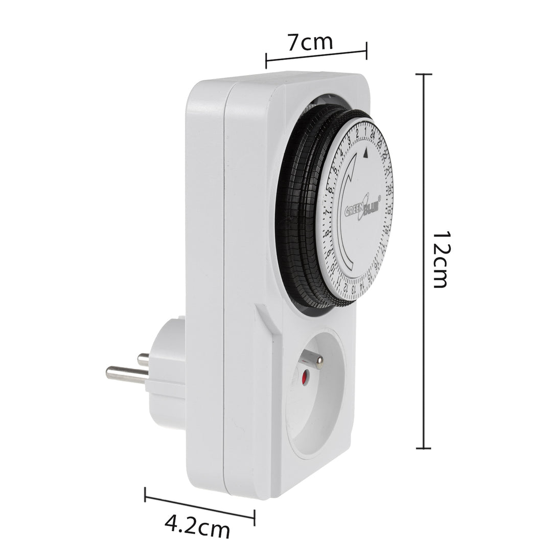 Timer meccanico GreenBlue, 48 programmi, carico massimo 16A, IP20, GB360 E