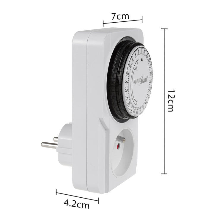 Timer meccanico GreenBlue, 48 programmi, carico massimo 16A, IP20, GB360 E