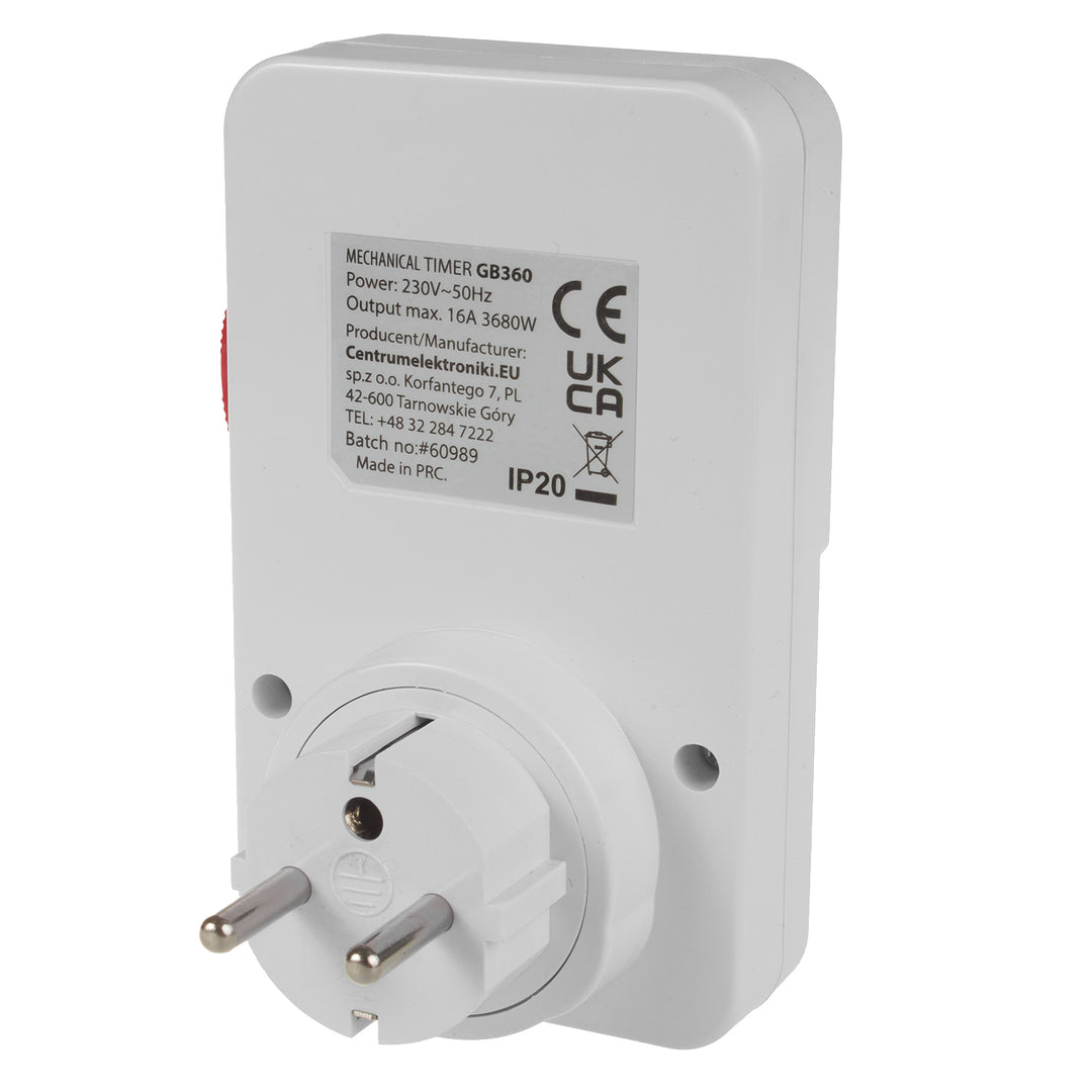 Timer meccanico GreenBlue, 48 programmi, carico massimo 16A, IP20, GB360 E