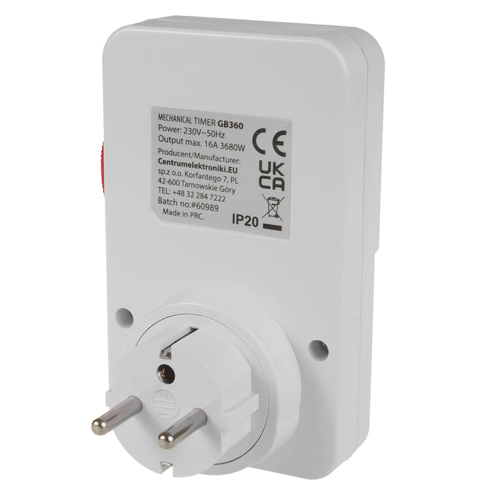 Timer meccanico GreenBlue, 48 programmi, carico massimo 16A, IP20, GB360 E