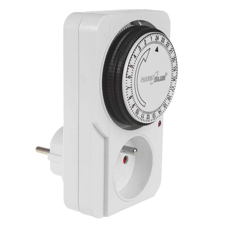 Timer meccanico GreenBlue, 48 programmi, carico massimo 16A, IP20, GB360 E