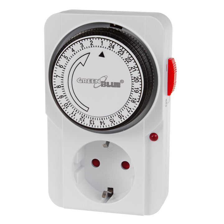 Interruttore temporizzatore meccanico GreenBlue, 48 programmi, carico massimo 16A, IP20, GB360 F