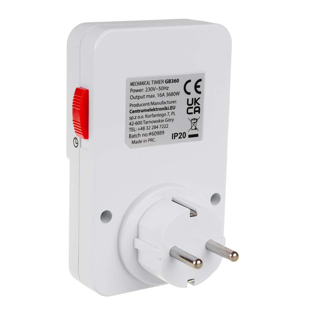 Interruttore temporizzatore meccanico GreenBlue, 48 programmi, carico massimo 16A, IP20, GB360 F