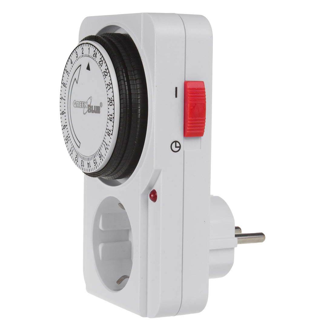 Interruttore temporizzatore meccanico GreenBlue, 48 programmi, carico massimo 16A, IP20, GB360 F