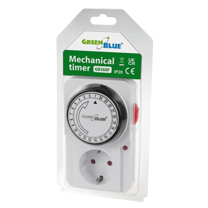 Interruttore temporizzatore meccanico GreenBlue, 48 programmi, carico massimo 16A, IP20, GB360 F