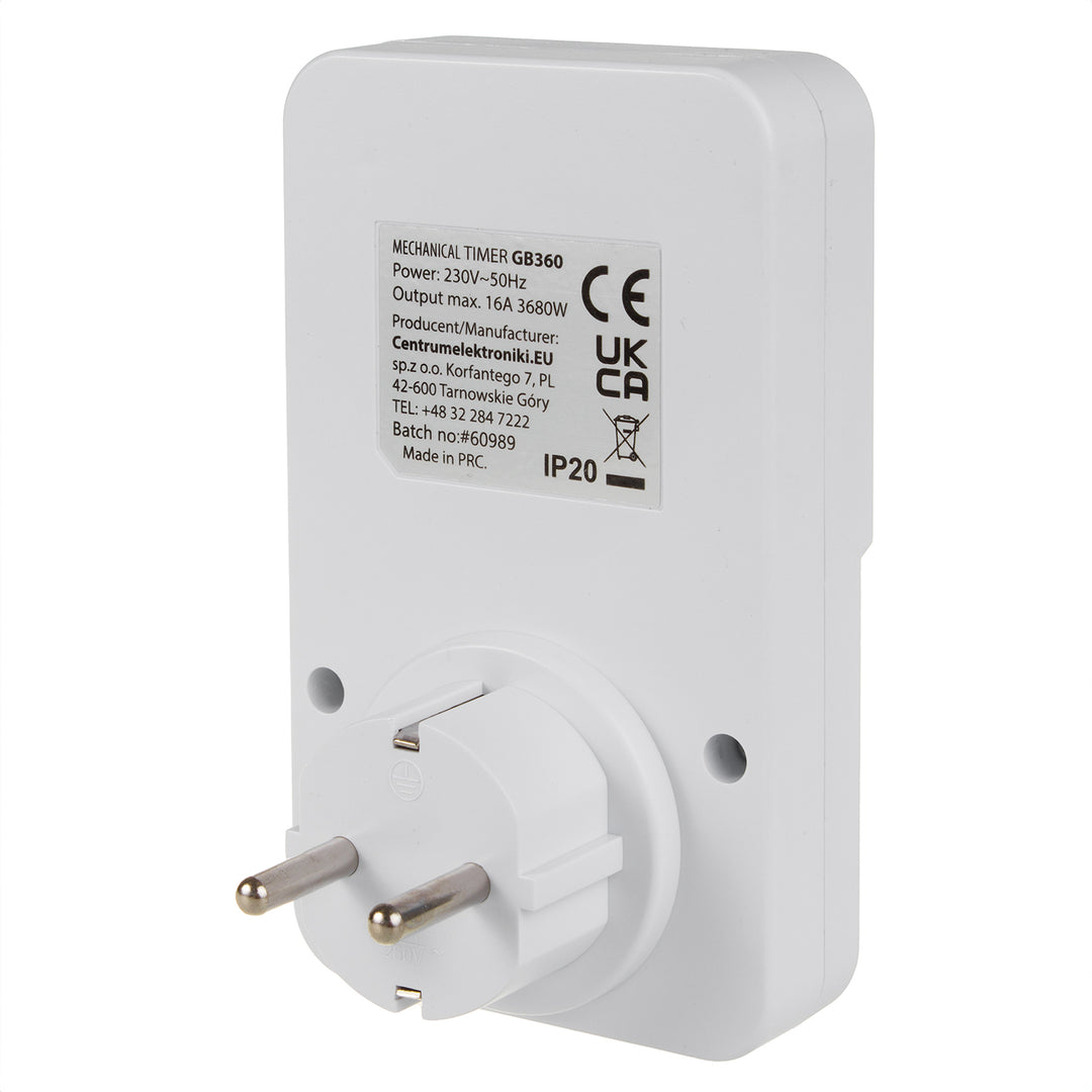 Interruttore temporizzatore meccanico GreenBlue, 48 programmi, carico massimo 16A, IP20, GB360 F