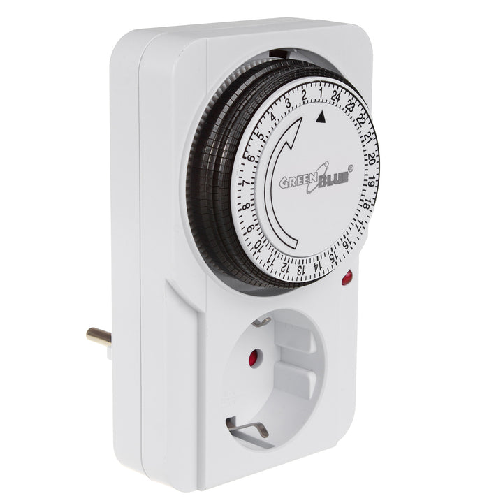 Interruttore temporizzatore meccanico GreenBlue, 48 programmi, carico massimo 16A, IP20, GB360 F