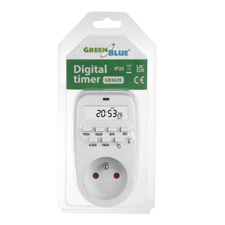 Timer digitale GreenBlue - carico massimo 16A, IP20, GB362 E