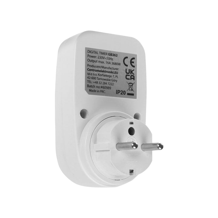 Timer digitale GreenBlue - carico massimo 16A, IP20, GB362 E