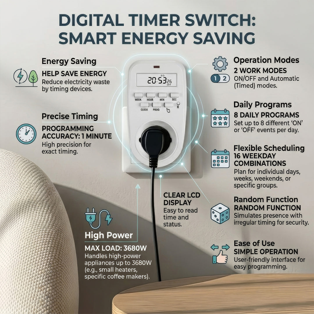 Timer digitale GreenBlue - carico massimo 16A, IP20, GB362 E
