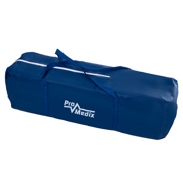 Lettino da viaggio Promedix, 125x65x74cm, blu, rotelle, copertura protettiva, PR-803B + Serratura porta scorrevole 2 pezzi GB116