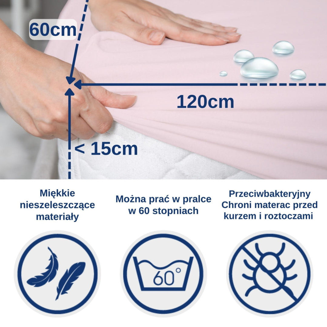 Coprimaterasso impermeabile Snibbs, rosa, 60x120 cm, T-SNI-100232