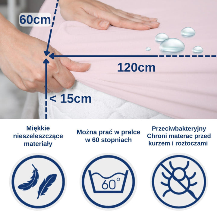 Coprimaterasso impermeabile Snibbs, rosa, 60x120 cm, T-SNI-100232