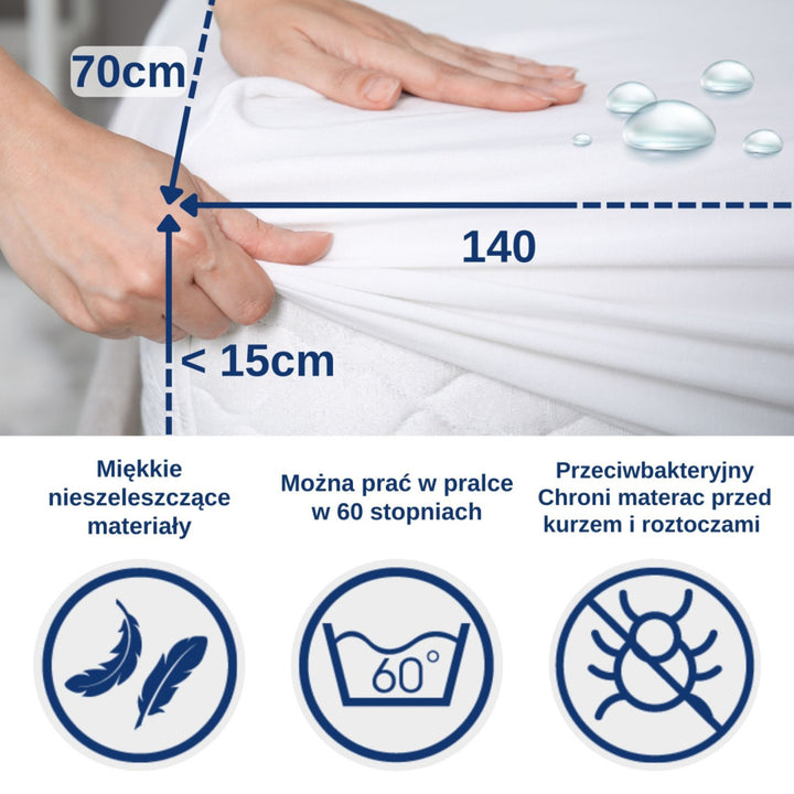 Coprimaterasso impermeabile Snibbs, bianco, 70x140 cm, T-SNI-10024