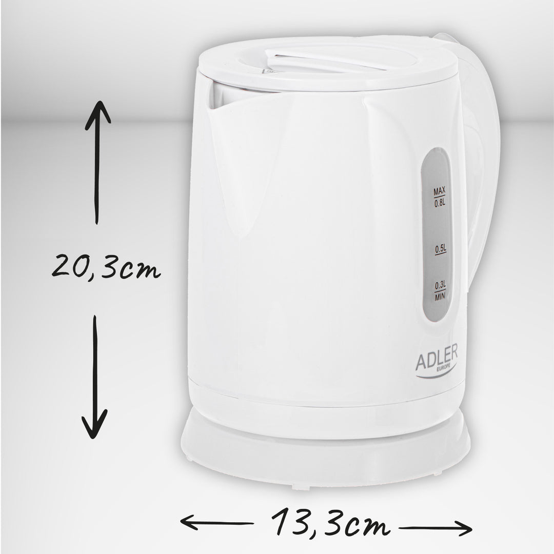 Bollitore elettrico senza fili Adler, capacità 0,8 L, potenza 850 W, AD1371