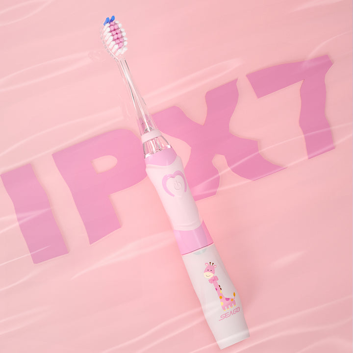 Spazzolino sonico per bambini SEAGO, rosa, 1xAA 1,5 V (non incluso),3 Testine di ricambio, SG-977 Rosa