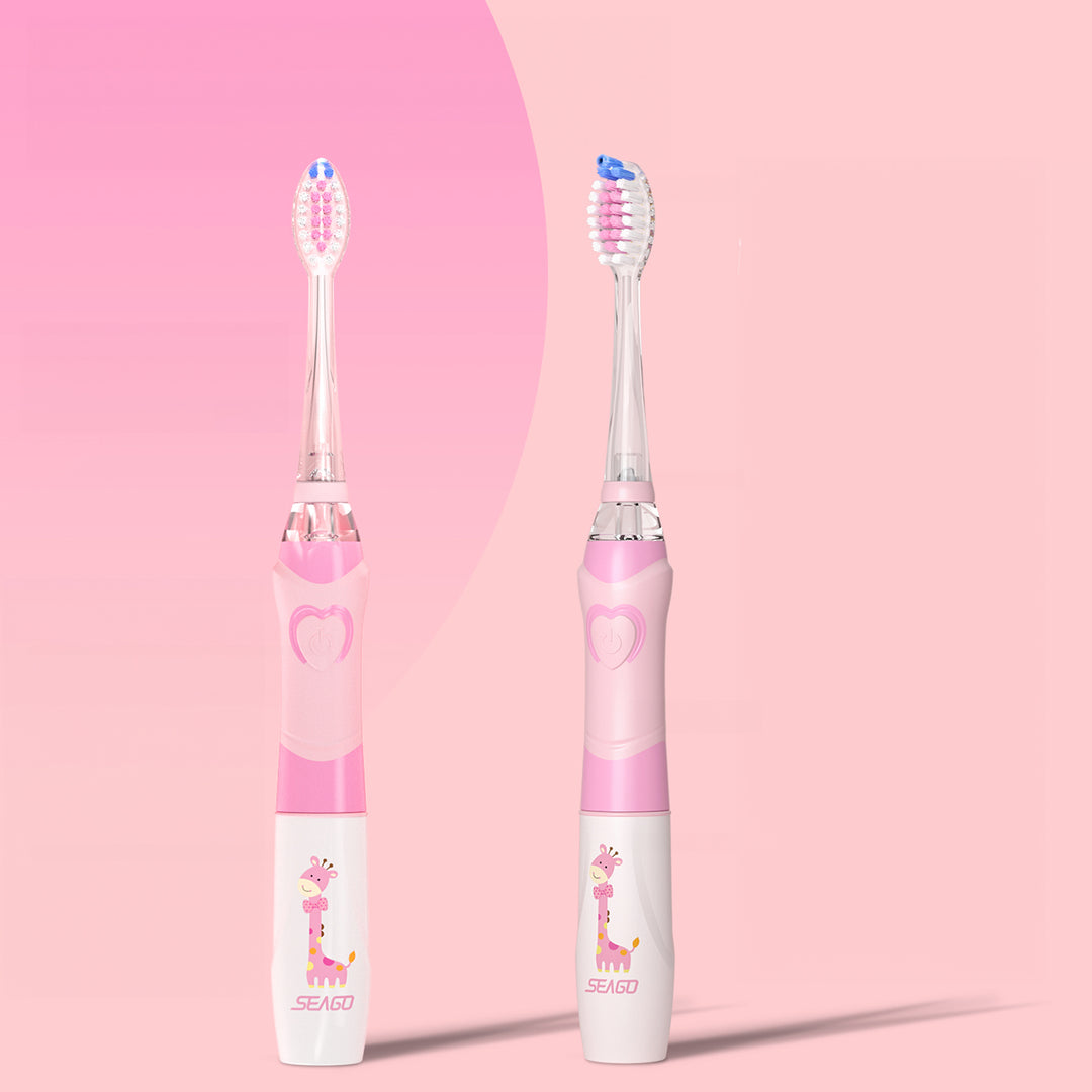 Spazzolino sonico per bambini SEAGO, rosa, 1xAA 1,5 V (non incluso),3 Testine di ricambio, SG-977 Rosa