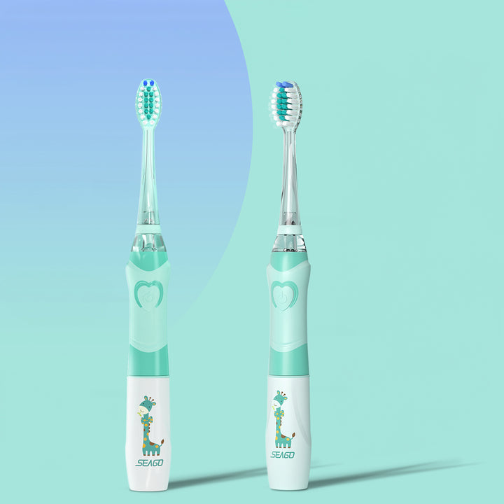 Spazzolino sonico per bambini SEAGO, colore verde, 1xAA 1,5V (non incluso), 3 Testine di ricambio , SG-977 Verde