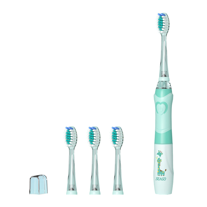 Spazzolino sonico per bambini SEAGO, colore verde, 1xAA 1,5V (non incluso), 3 Testine di ricambio , SG-977 Verde