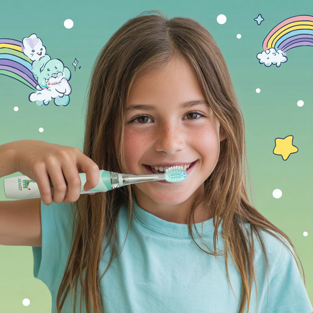 Spazzolino sonico per bambini SEAGO, colore verde, 1xAA 1,5V (non incluso), 3 Testine di ricambio , SG-977 Verde