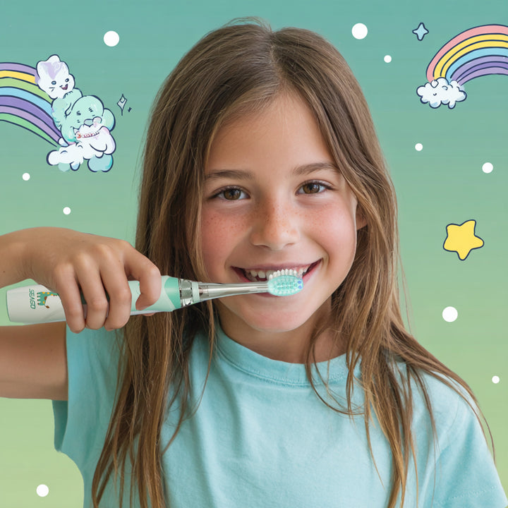 Spazzolino sonico per bambini SEAGO, colore verde, 1xAA 1,5V (non incluso), 3 Testine di ricambio , SG-977 Verde