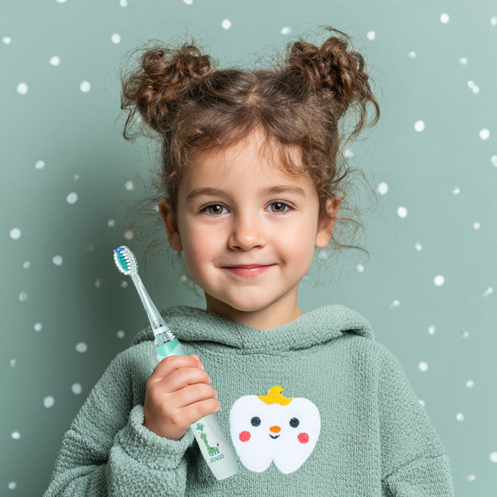 Spazzolino sonico per bambini SEAGO, colore verde, 1xAA 1,5V (non incluso), 3 Testine di ricambio , SG-977 Verde