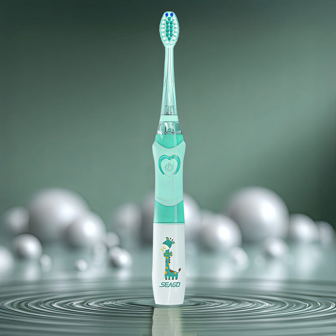 Spazzolino sonico per bambini SEAGO, colore verde, 1xAA 1,5V (non incluso), 3 Testine di ricambio , SG-977 Verde