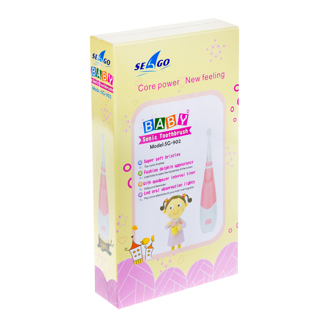 Spazzolino sonico per bambini SEAGO, rosa, 1xAA 1,5V (non incluso), 4 testine di ricambio , SG-902 Rosa