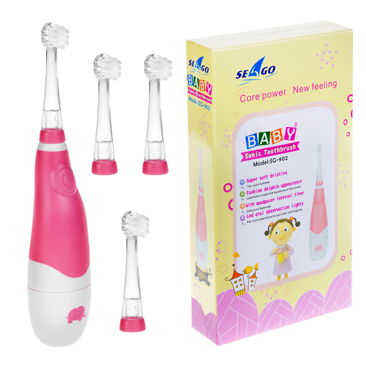 Spazzolino sonico per bambini SEAGO, rosa, 1xAA 1,5V (non incluso), 4 testine di ricambio , SG-902 Rosa