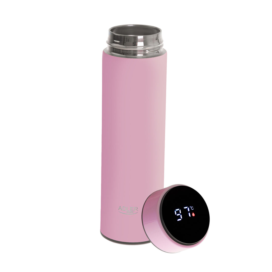 Thermos Adler, display touchscreen LED, capacità 473 ml, colore rosa, AD 4506
