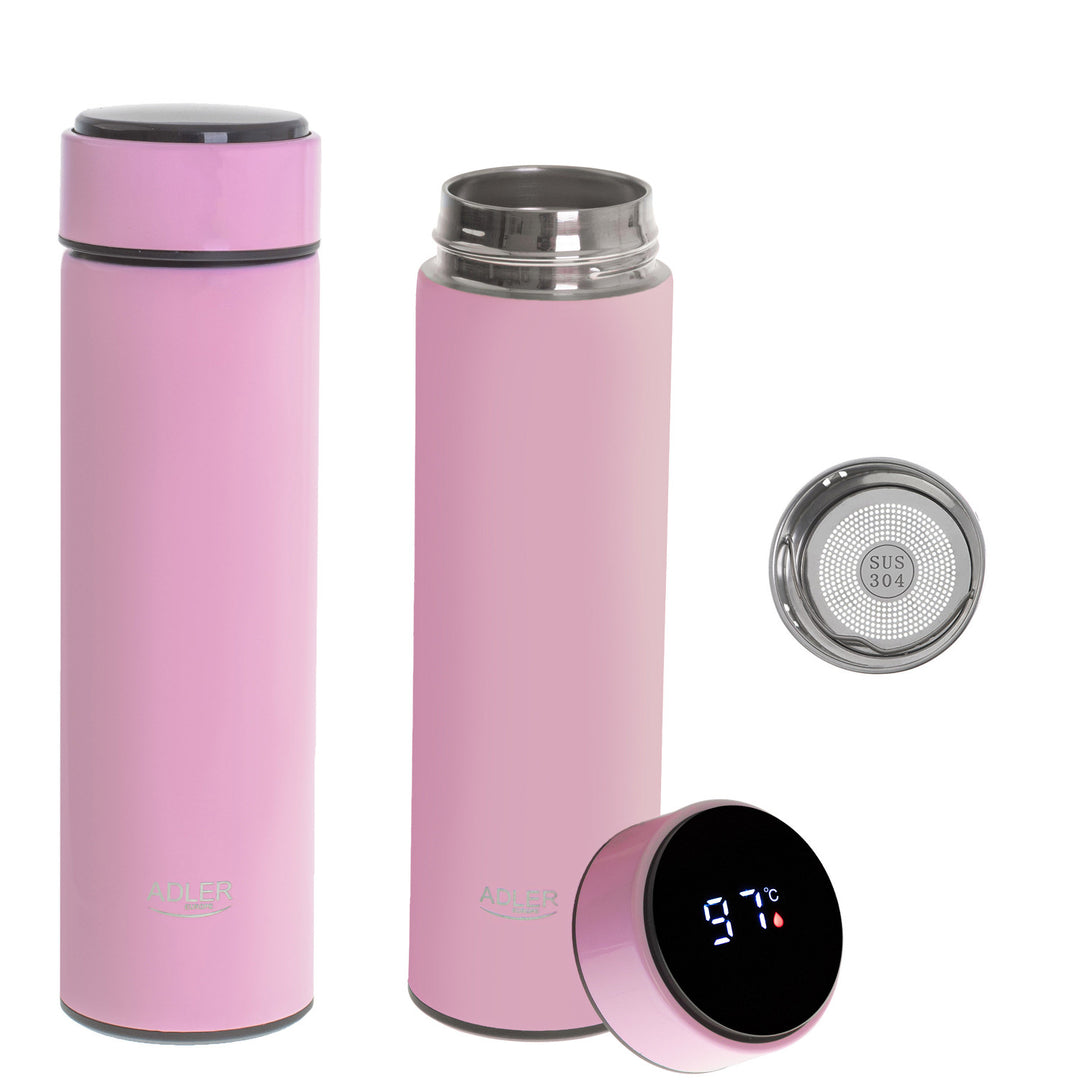 Thermos Adler, display touchscreen LED, capacità 473 ml, colore rosa, AD 4506
