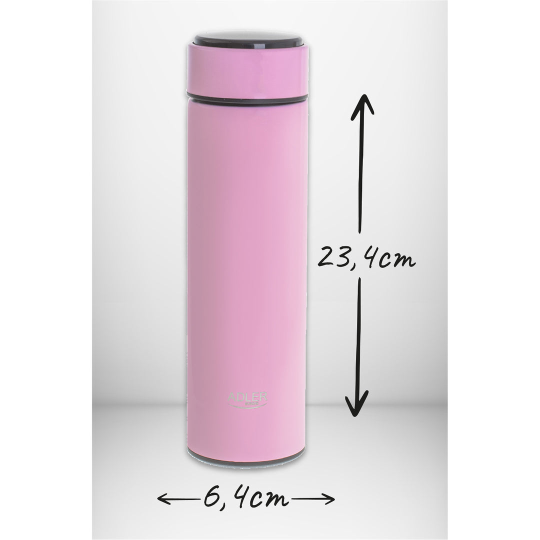 Thermos Adler, display touchscreen LED, capacità 473 ml, colore rosa, AD 4506