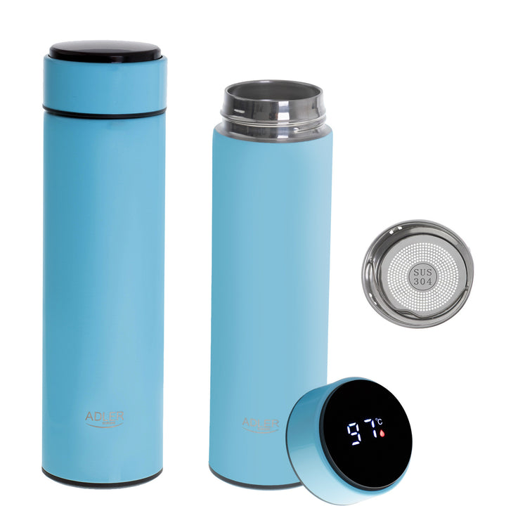 Thermos Adler, display touchscreen LED, capacità 473 ml, colore blu, AD 4506